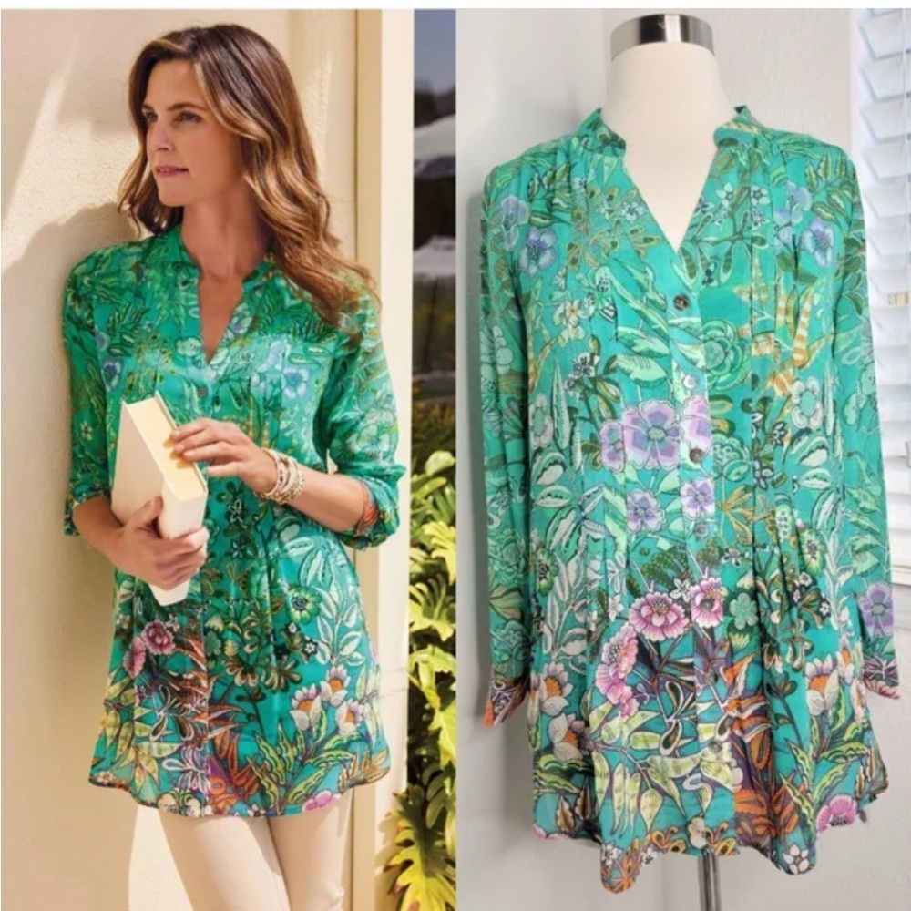 NWT SOFT SURROUNDINGS Luau Garden Tunic Shirt with matching camisole size XS